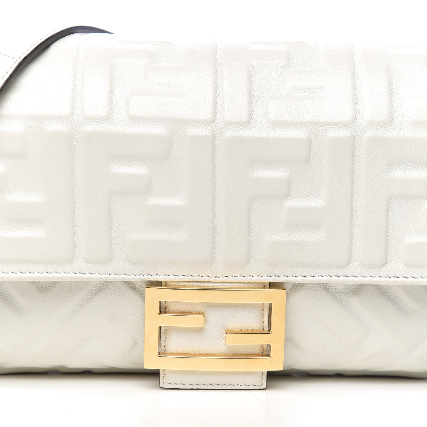 Nappa FF 1974 Embossed Baguette White