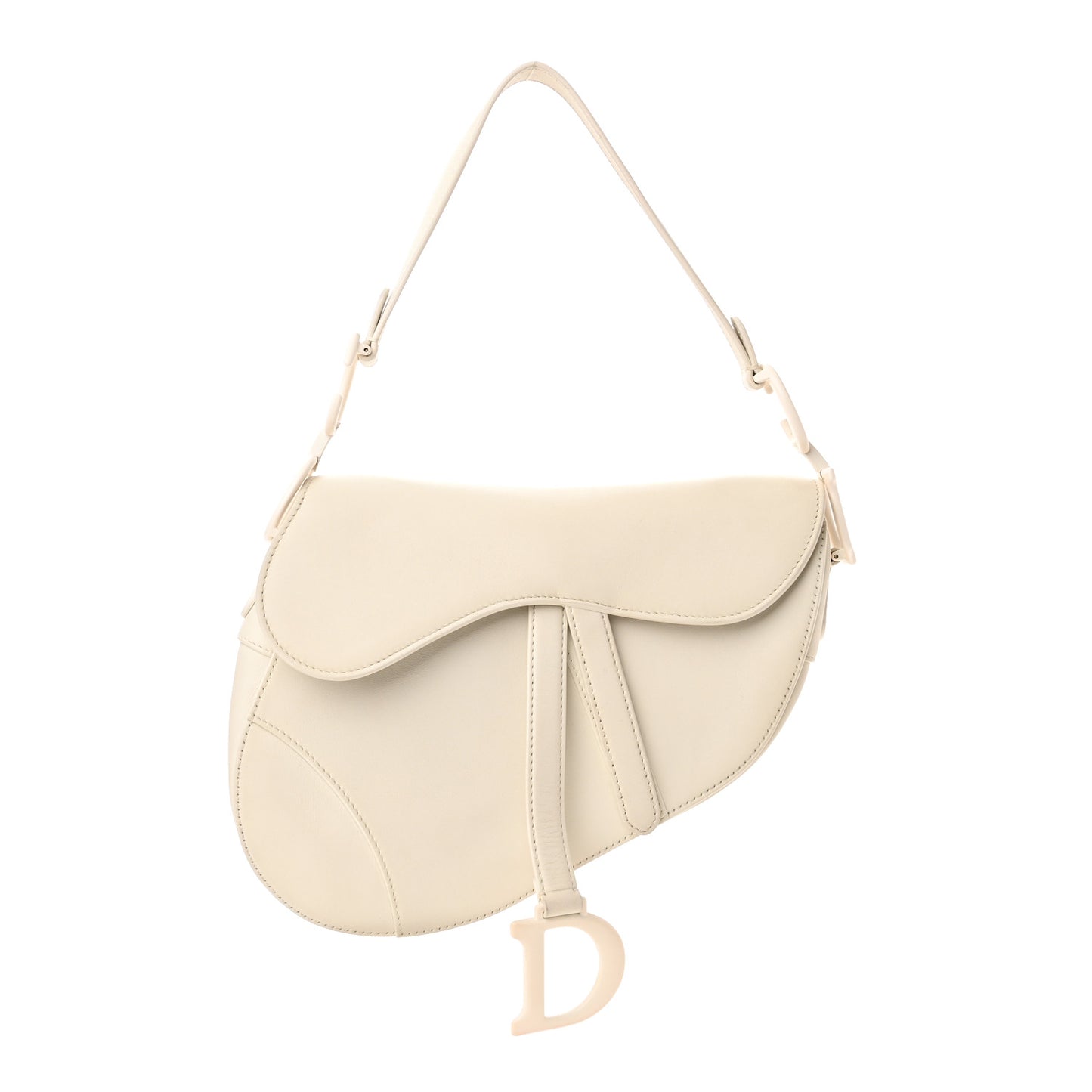Ultra Matte Calfskin Saddle Bag Off White