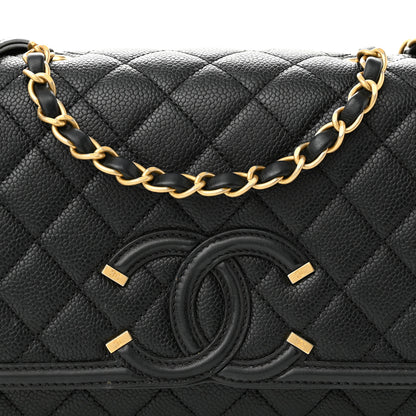 Chanel Caviar Quilted Medium CC Filigree Flap Black 8 of 12