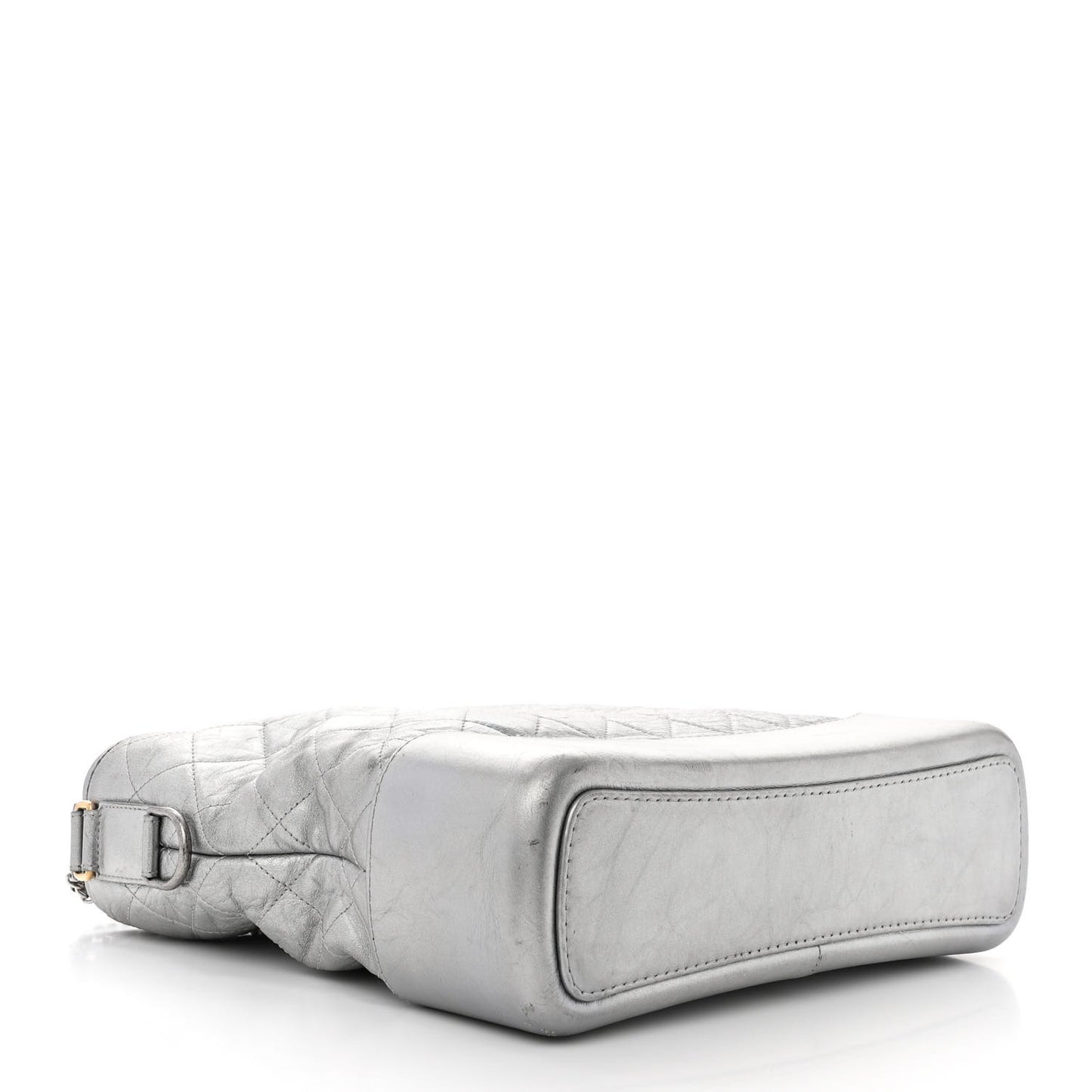 Metallic Aged Calfskin Quilted Large Gabrielle Hobo Silver
