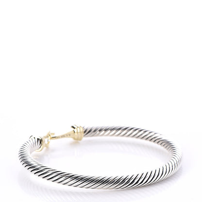 David Yurman Sterling Silver 14K Yellow Gold 5mm Cable Classic Buckle Bracelet 3 of 4