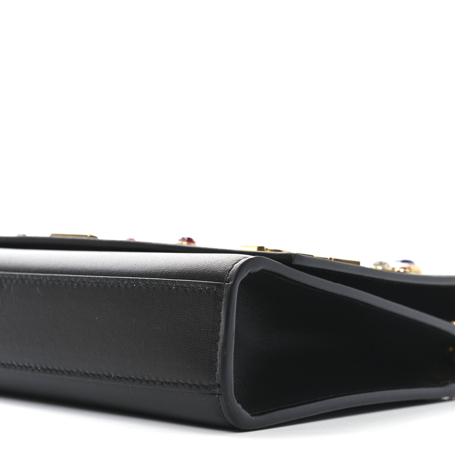 Calfskin Crystal Medium Monogram Kate Satchel Black