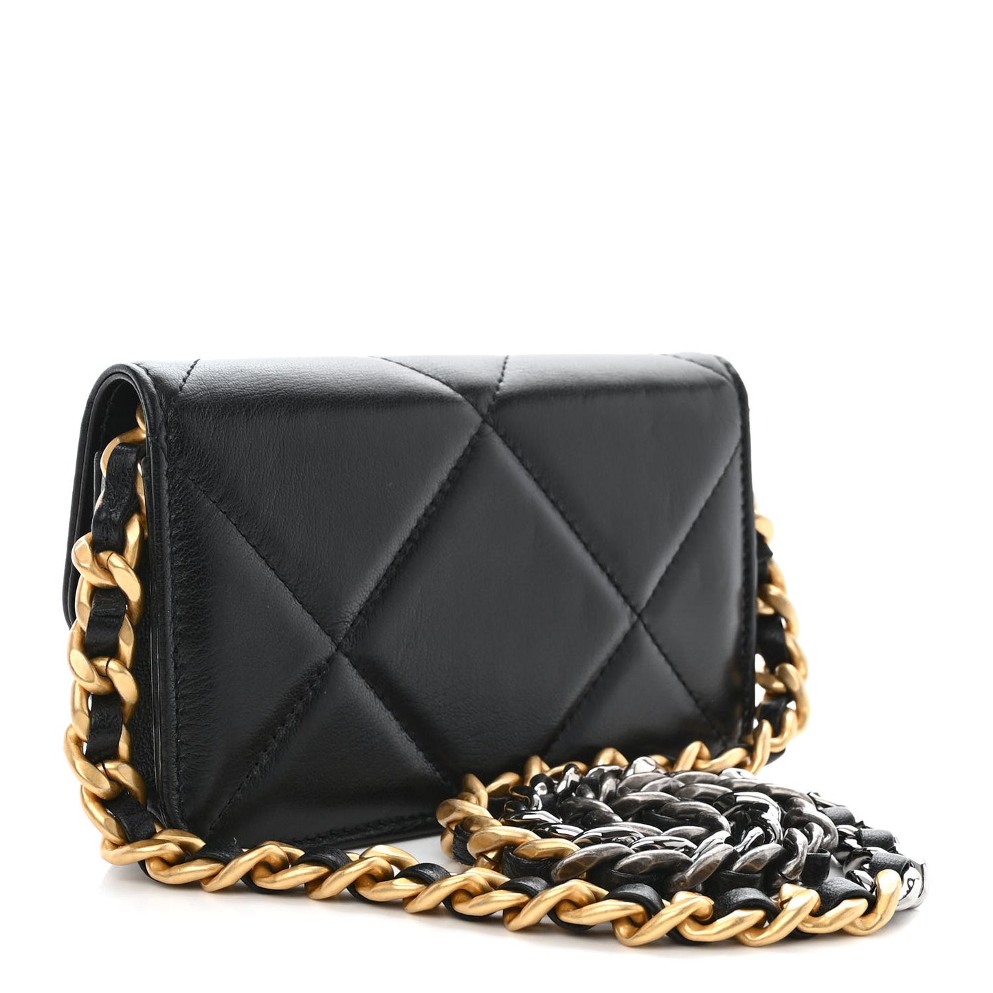 Lambskin Quilted Chanel 19 Clutch With Chain Black