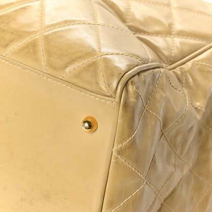 Chanel Vinyl Stitched XL Weekender Beige 10 of 15
