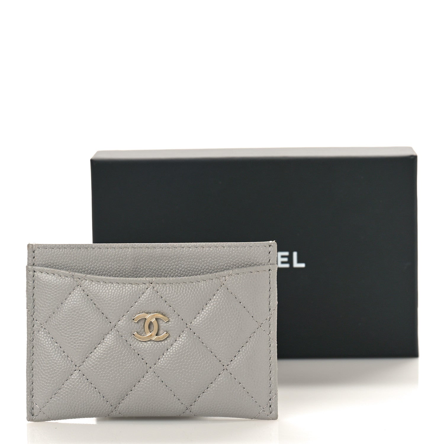 Chanel Caviar Quilted Card Holder Grey 10 of 10