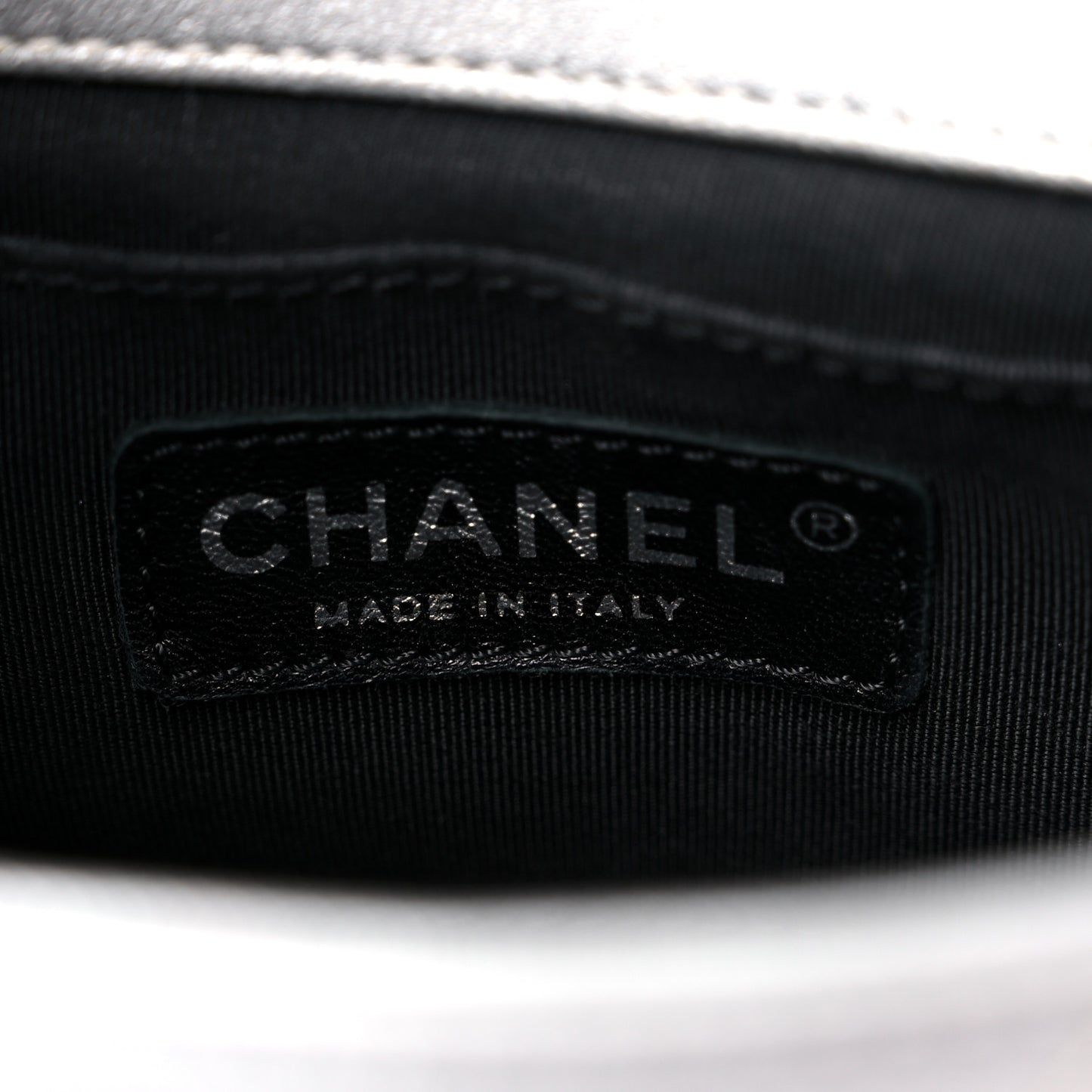 Metallic Lambskin Chevron Quilted Studded Extra Mini Flap Silver