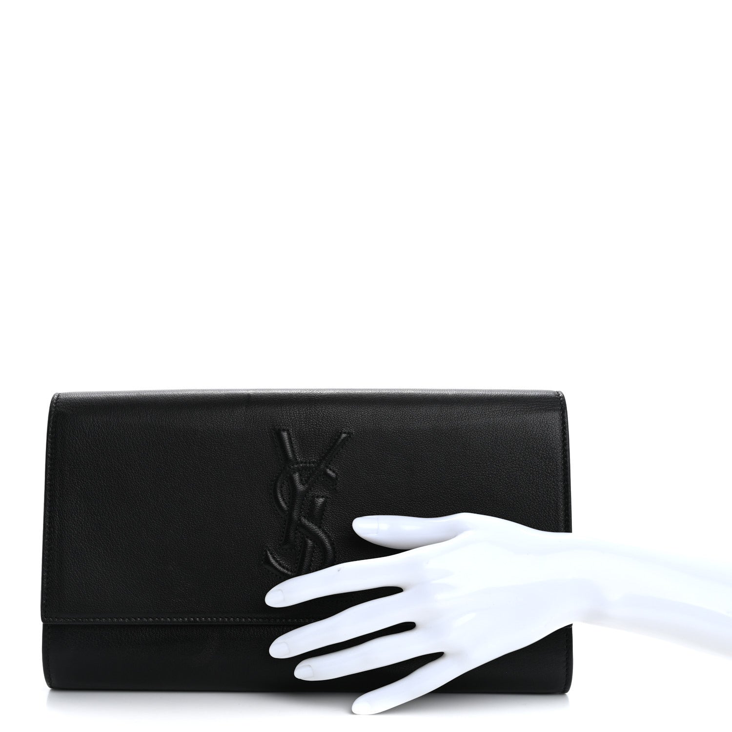 Saint Laurent Calfskin Monogram Large Belle De Jour Clutch Black 2 of 13