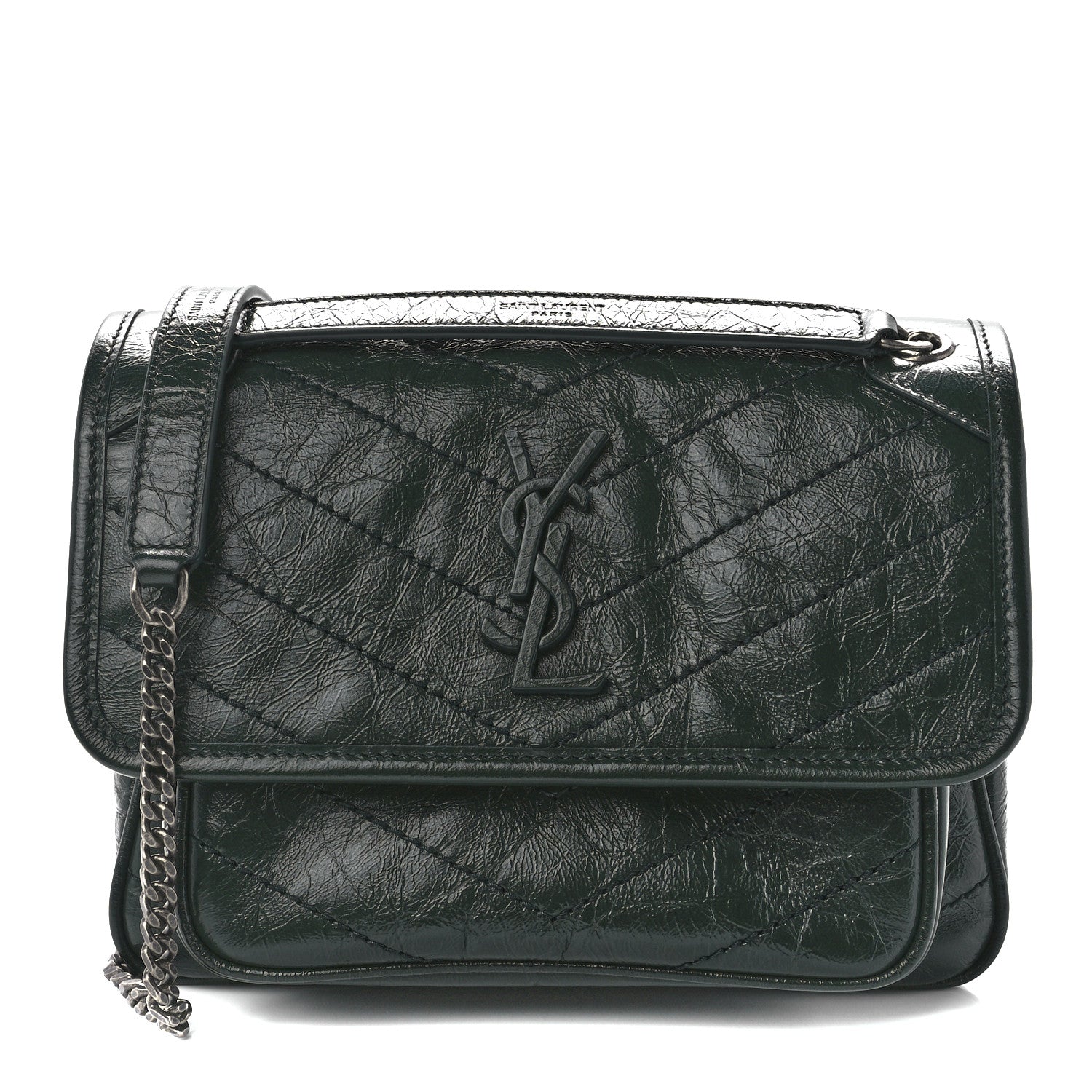 Saint Laurent Crinkled Calfskin Matelasse Monogram Baby Niki Chain Satchel 1 of 12