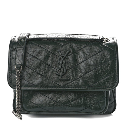 Saint Laurent Crinkled Calfskin Matelasse Monogram Baby Niki Chain Satchel 1 of 12