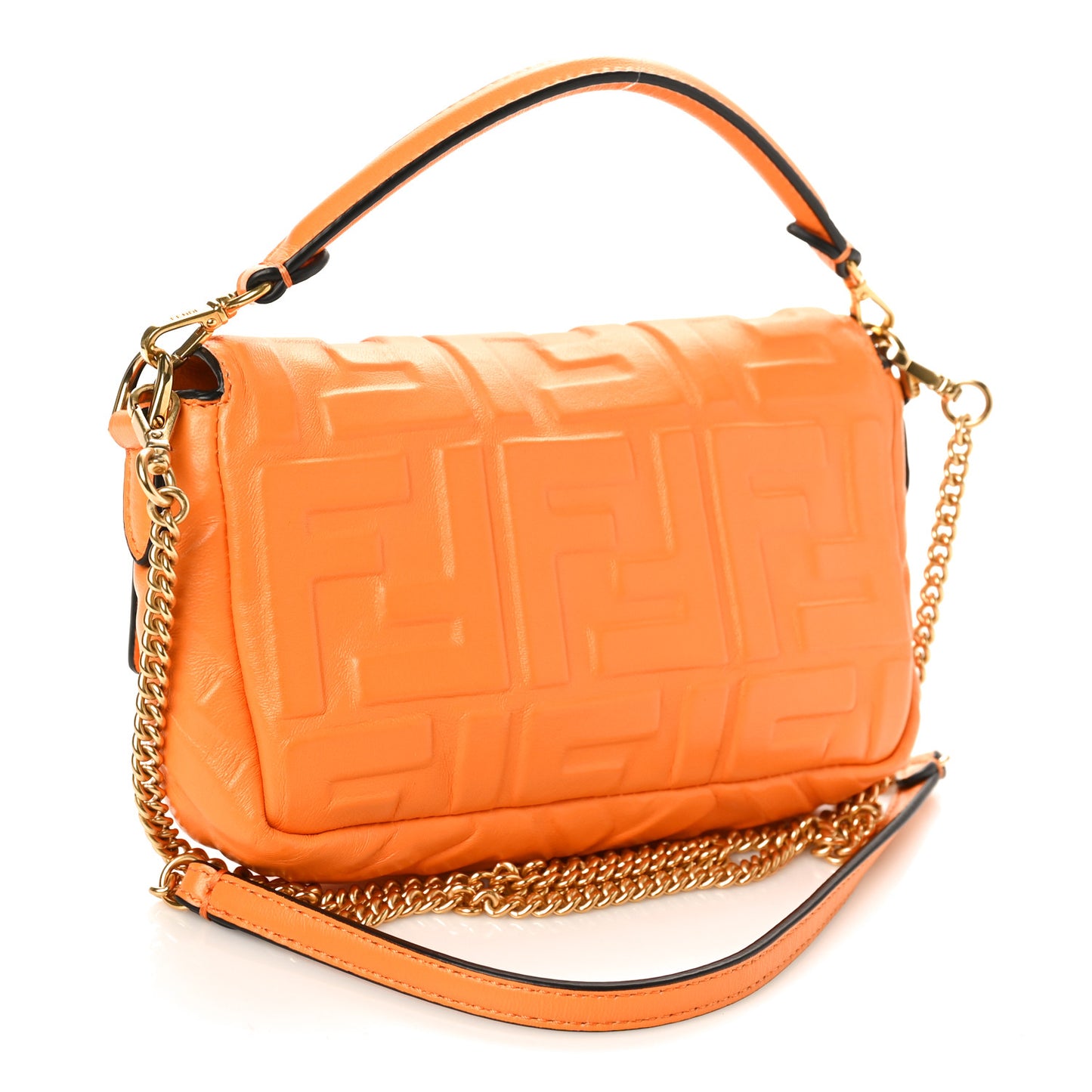 Nappa FF 1974 Embossed Mini Baguette Clementine