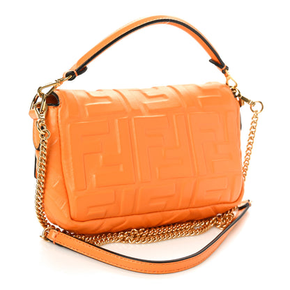 Fendi Nappa FF 1974 Embossed Mini Baguette Clementine 3 of 8