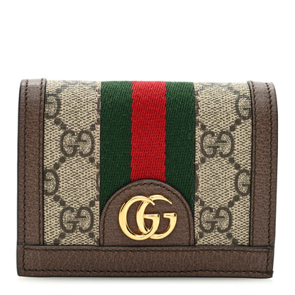 Gucci GG Supreme Monogram Web Ophidia Card Case Beige New Acero 1 of 6
