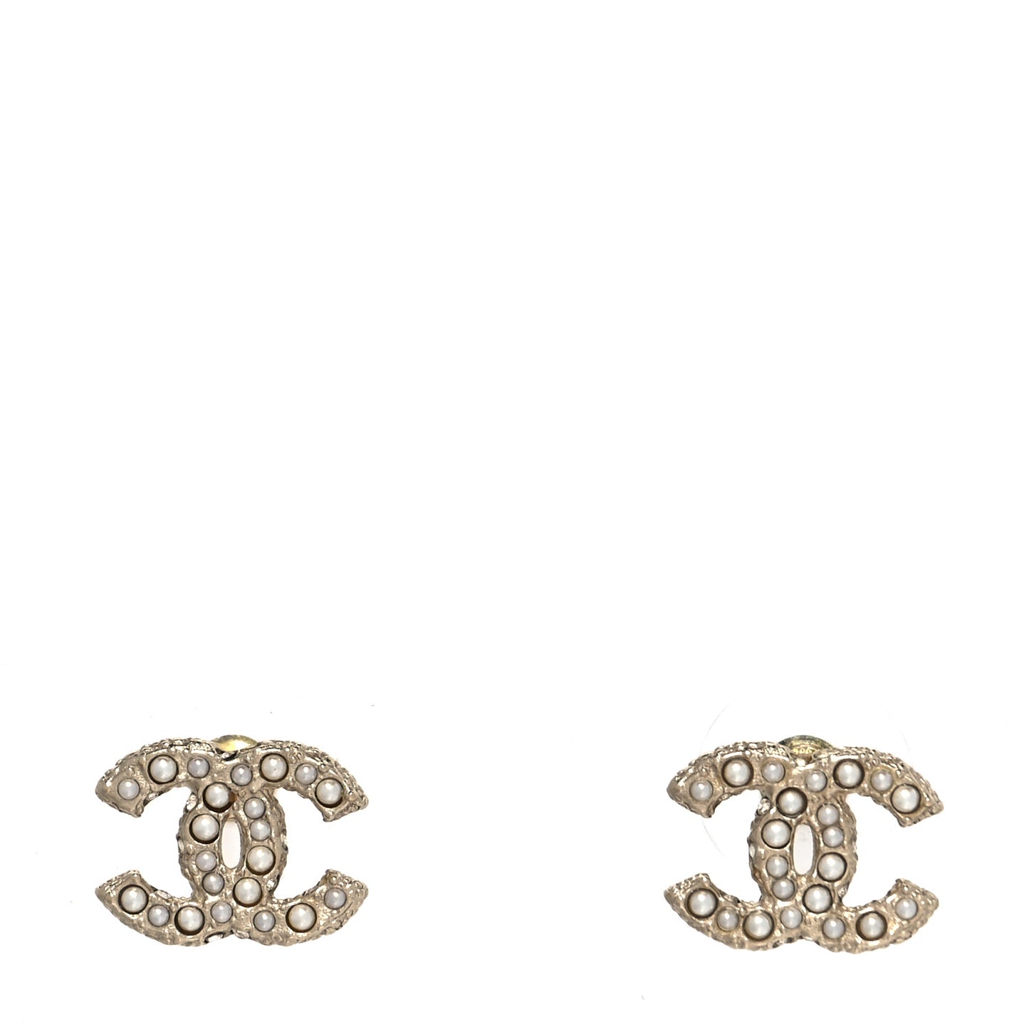 Pearl Crystal CC Earrings Light Gold