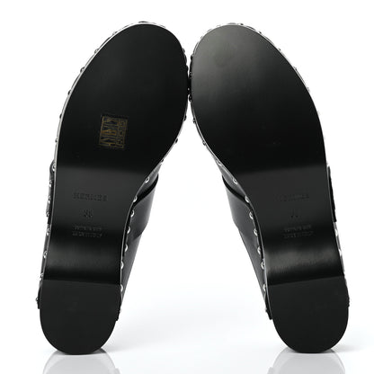 Hermes Calfskin Calya Mules 38 Black 5 of 7