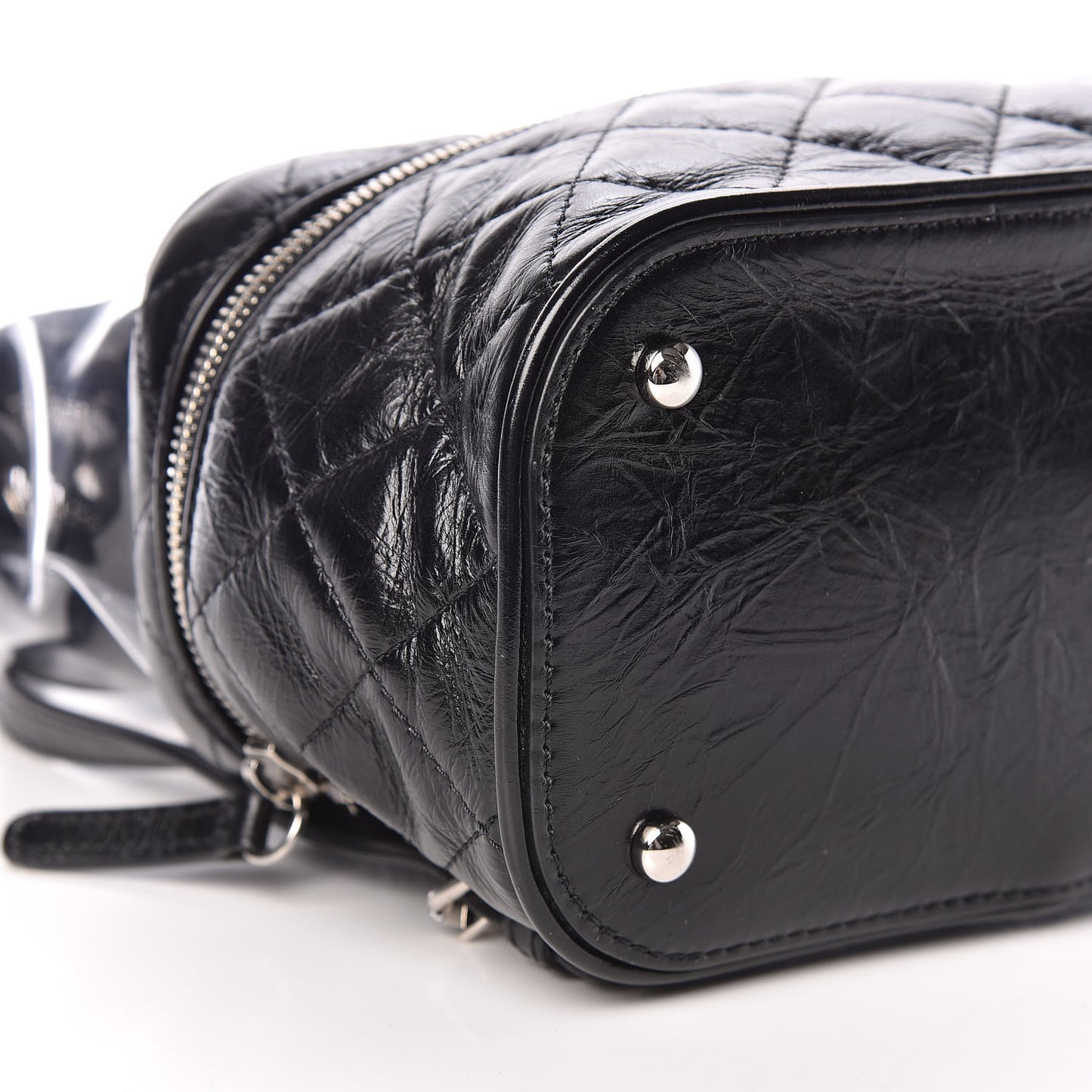 Crumpled Calfskin PVC Quilted Backpack Black