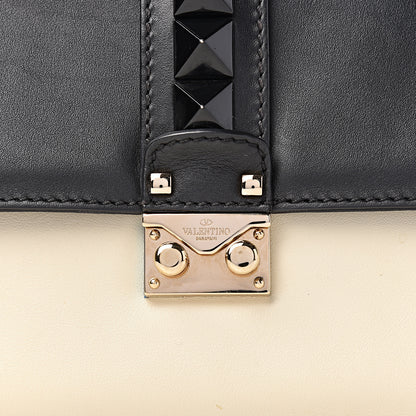 Valentino Garavani Vitello Medium Glam Lock Rockstud Flap Black Light Ivory 11 of 13