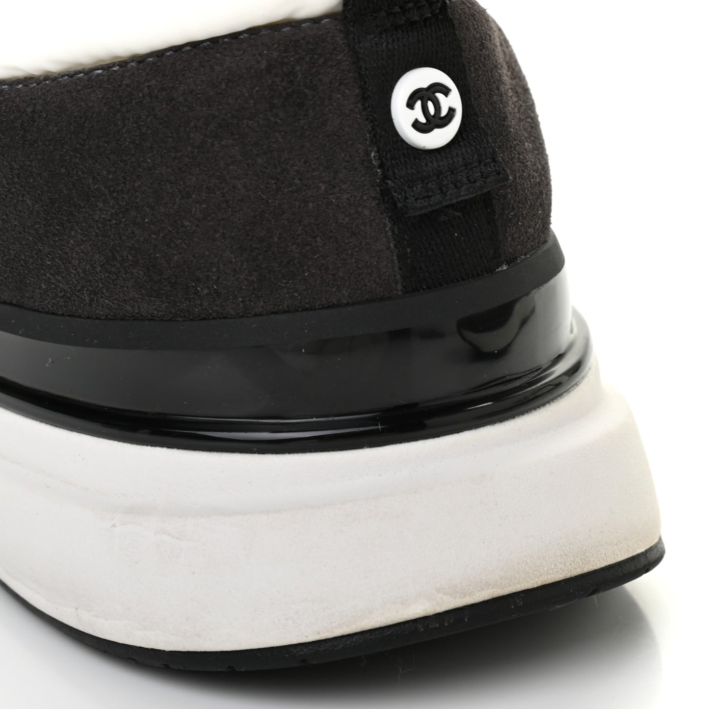 Nylon Suede Calfskin CC Sneakers 39 White Dark Grey