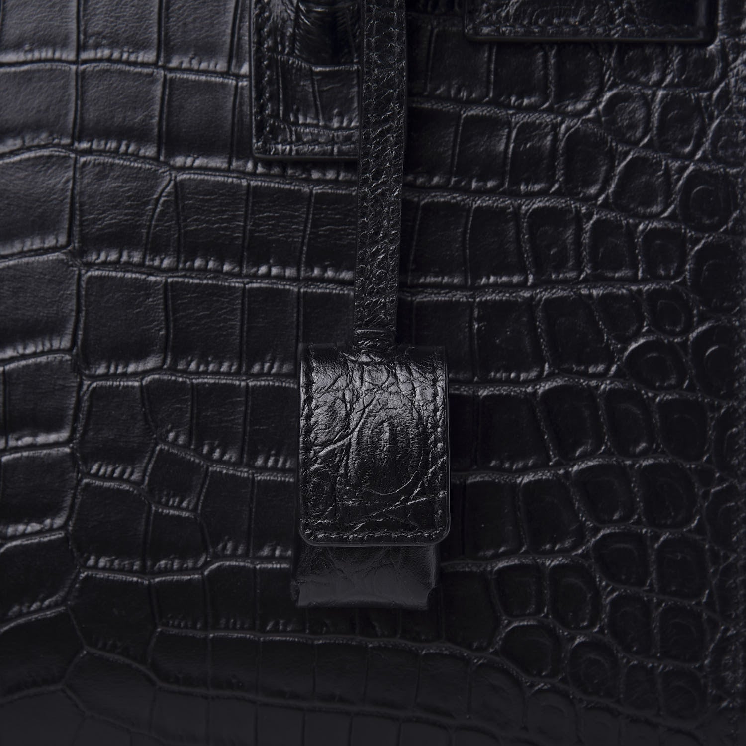 Saint Laurent Calfskin Crocodile Embossed Baby Sac De Jour Black 9 of 11