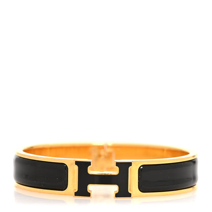 Hermes Enamel Narrow Clic Clac H Bracelet PM Black 1 of 4