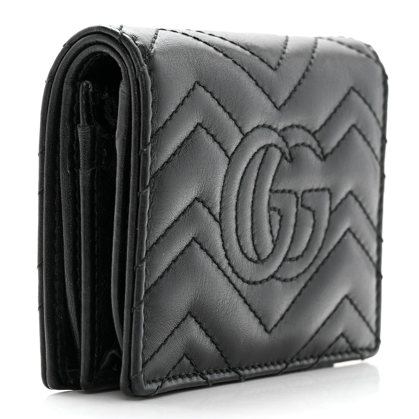 Calfskin Matelasse GG Marmont Card Case Wallet Black