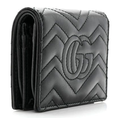 Gucci Calfskin Matelasse GG Marmont Card Case Wallet Black 3 of 16