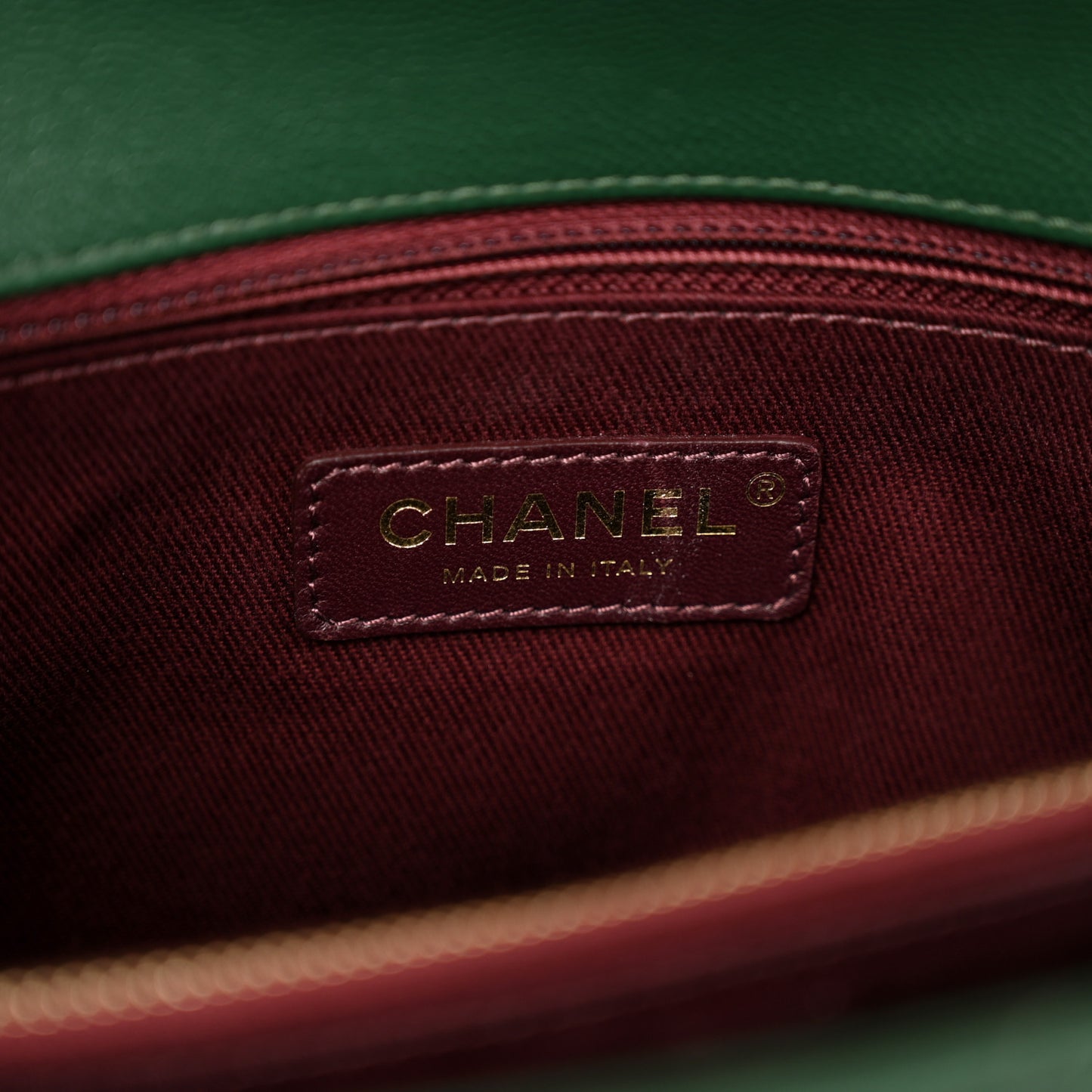 Caviar Chevron Quilted Medium Coco Handle Flap Green