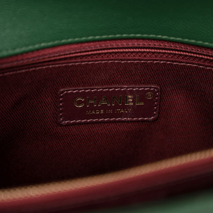 Chanel Caviar Chevron Quilted Medium Coco Handle Flap Green 8 of 12