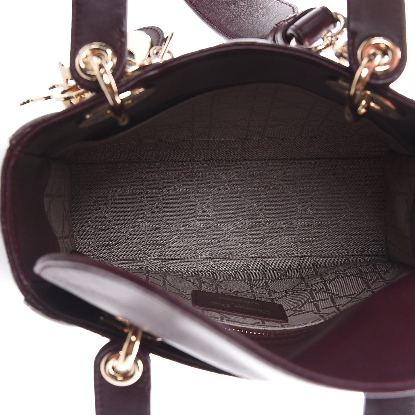 Lambskin Cannage Small Lucky Badges My Lady Dior Burgundy