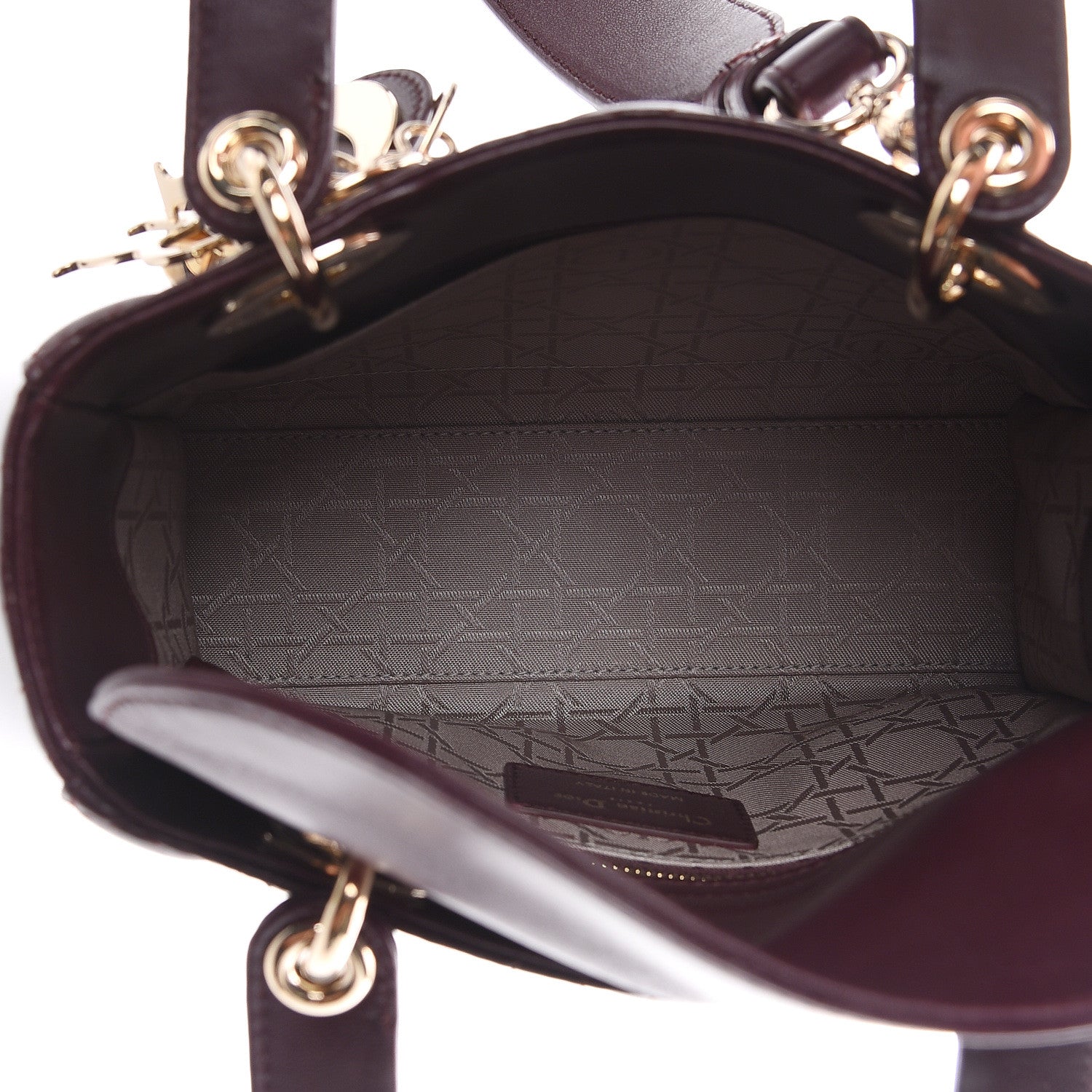 Christian Dior Lambskin Cannage Small Lucky Badges My Lady Dior Burgundy 4 of 7
