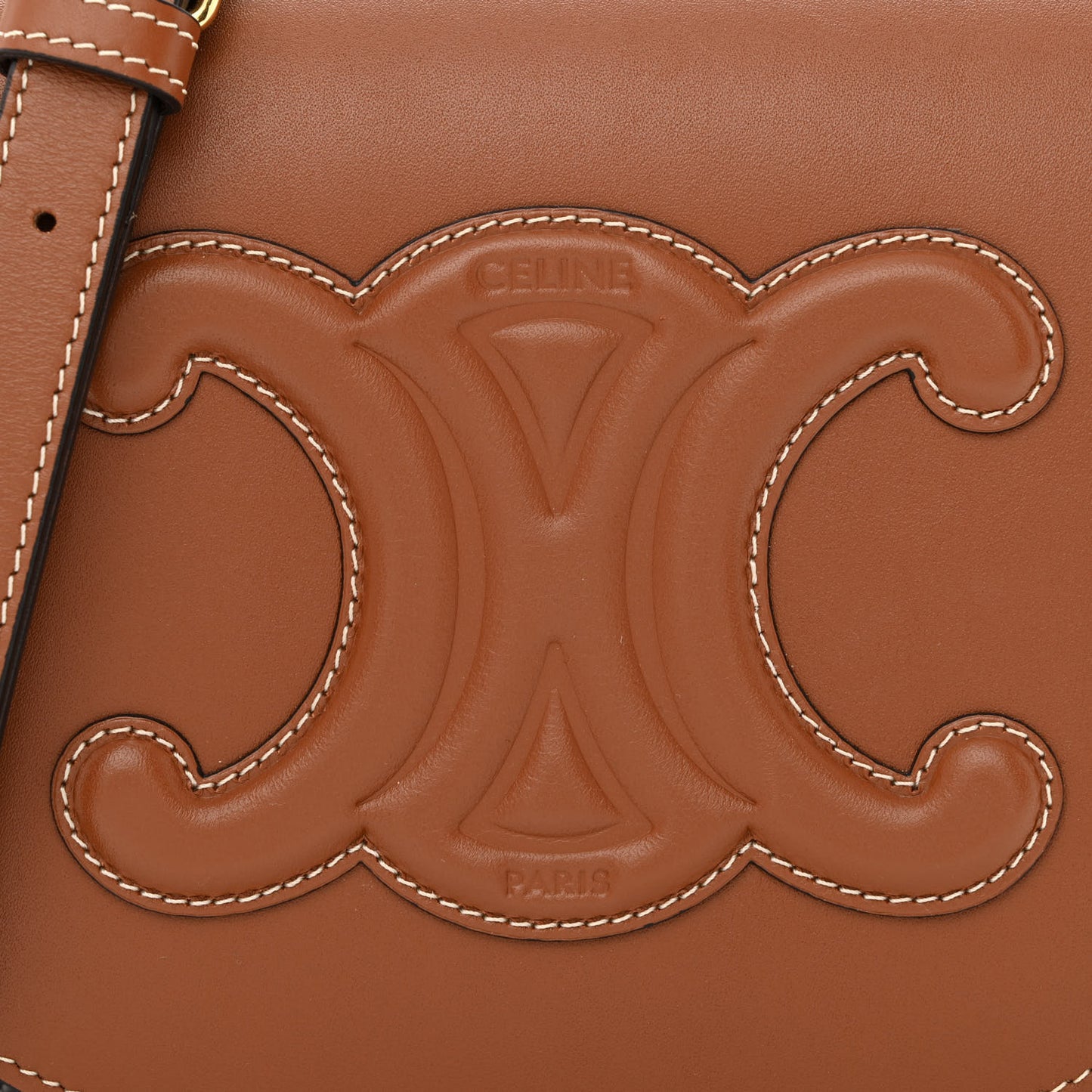 Smooth Calfskin Cuir Triomphe Folco Crossbody Bag Tan