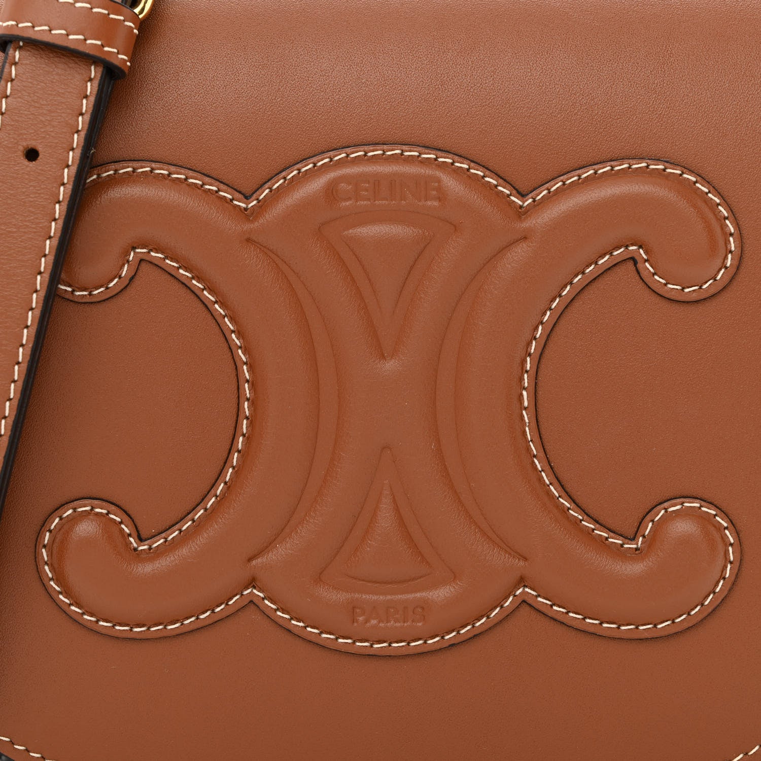 Celine Smooth Calfskin Cuir Triomphe Folco Crossbody Bag Tan 9 of 11
