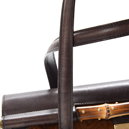 Gucci Calf Hair Calfskin Bamboo Bullet Satchel Brown 20 of 21