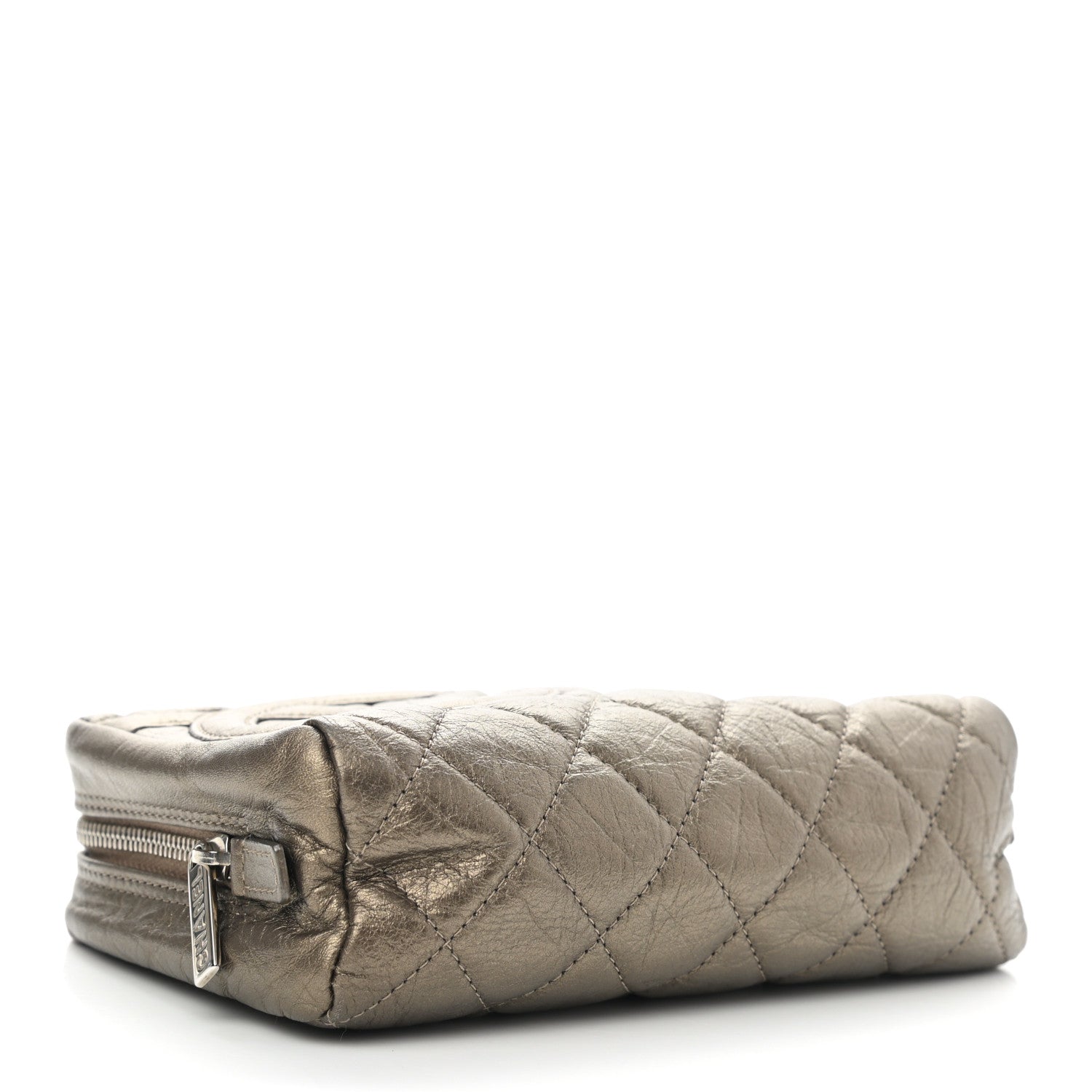 Chanel Aged Metallic Calfskin Quilted Cambon Cosmetic Case Bronze 4 of 7