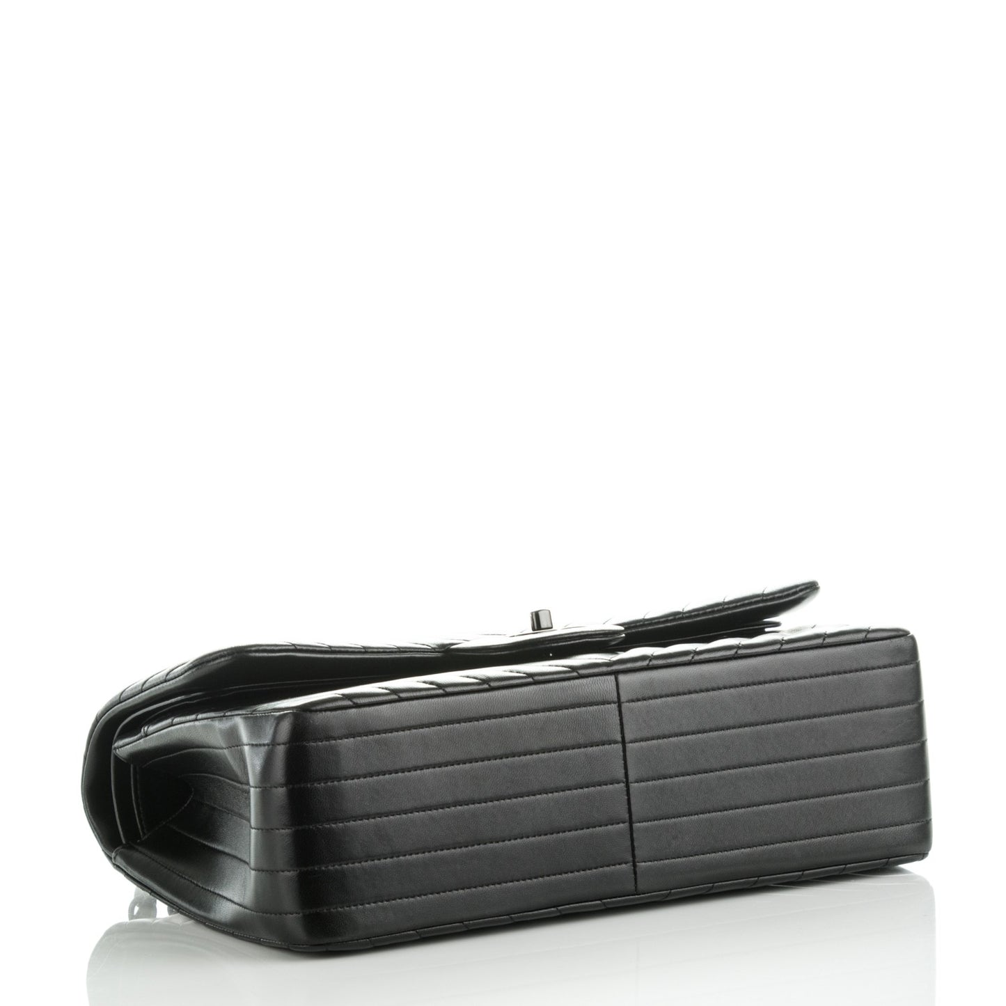 Lambskin Chevron Quilted Jumbo Double Flap So Black