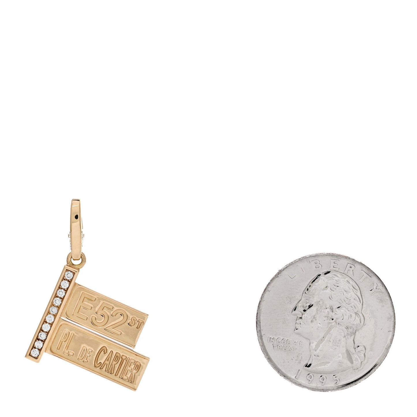 18K Yellow Gold Diamond 52nd Street Sign Charm Pendant