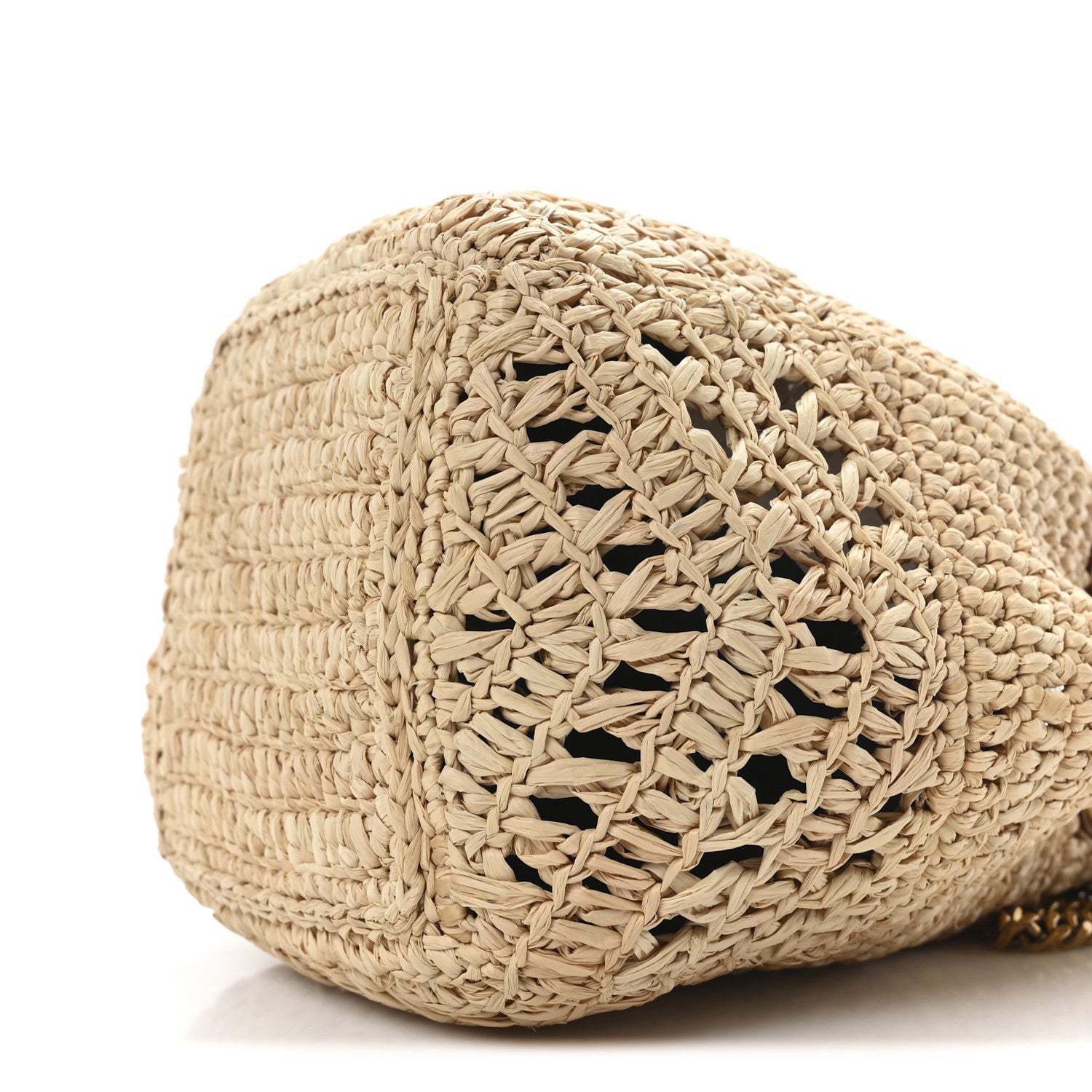 Saint Laurent Raffia Calfskin Joe Mini Bucket Bag  Natural Brick 9 of 9