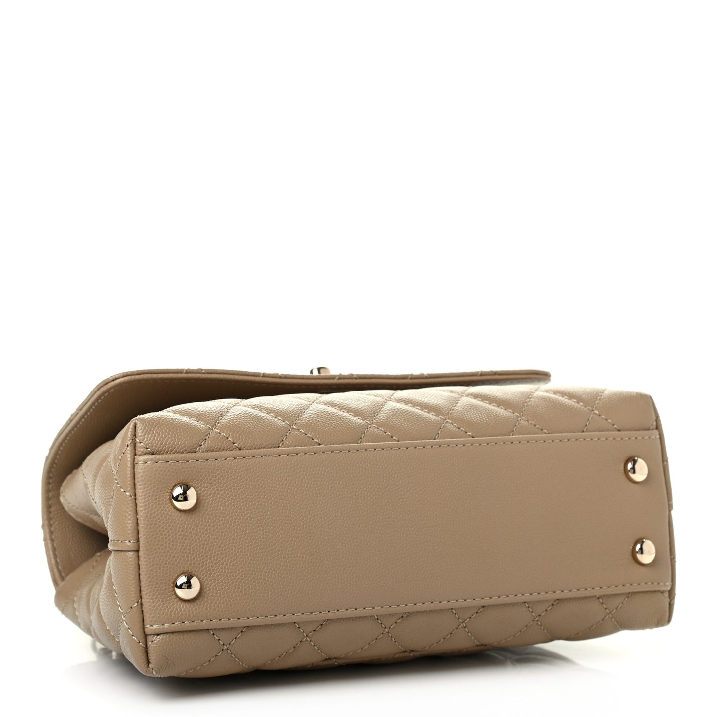 Caviar Lizard Embossed Quilted Mini Coco Handle Flap Beige