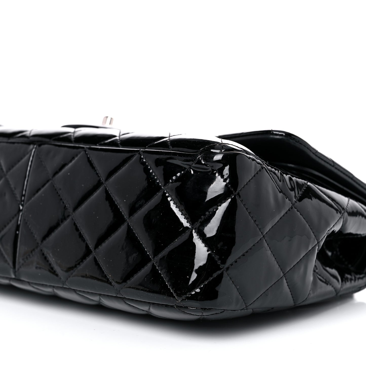 Patent Quilted Jumbo Double Flap Black