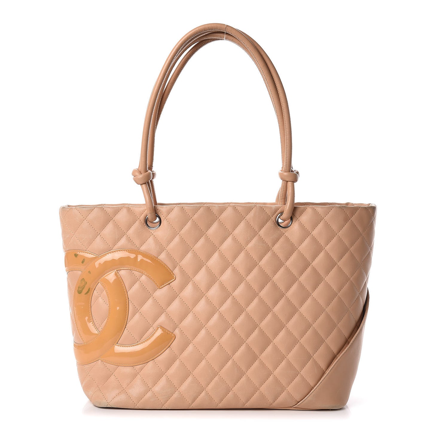 Calfskin Quilted Large Cambon Tote Beige
