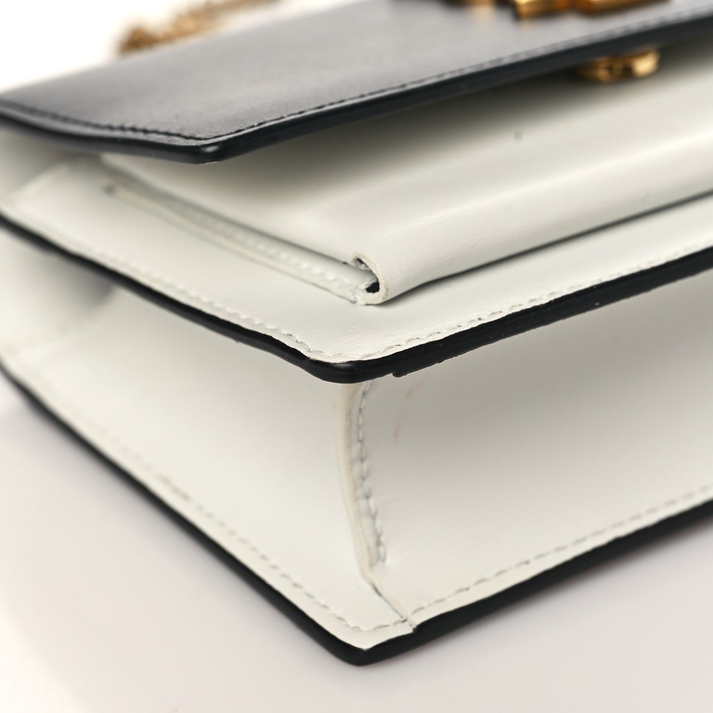 New Aspen Calfskin Bi-Color Monogram Sunset Chain Wallet Black Dirty White
