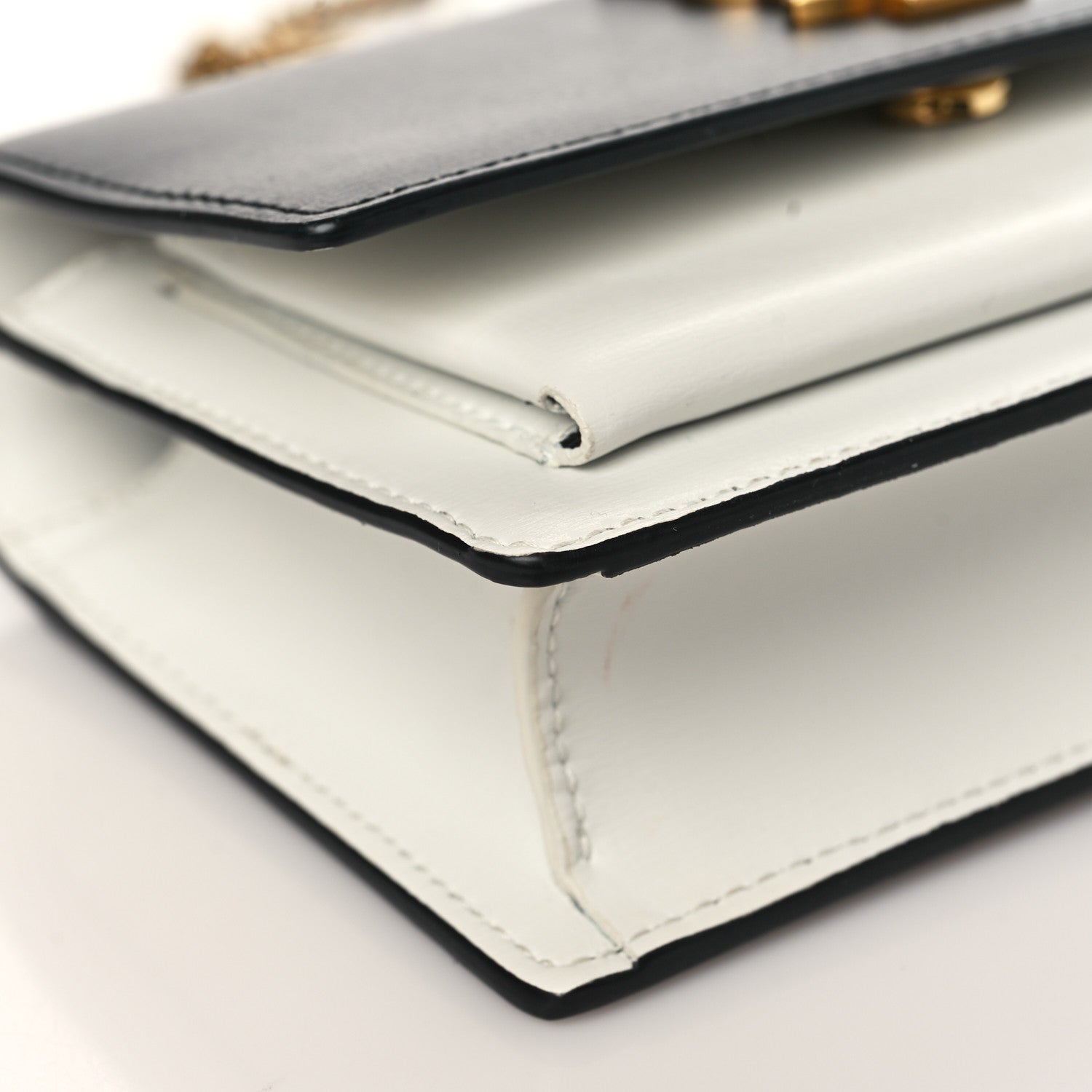 Saint Laurent New Aspen Calfskin Bi-Color Monogram Sunset Chain Wallet Black Dirty White 8 of 9