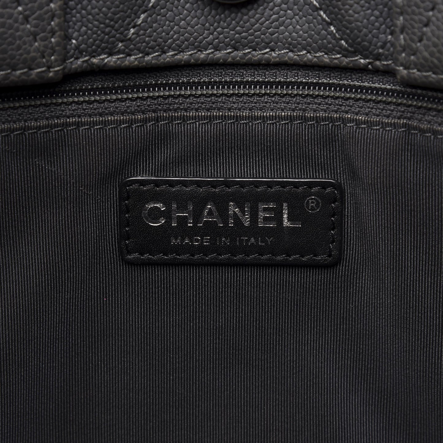 Caviar Quilted Shopping Tote Grey
