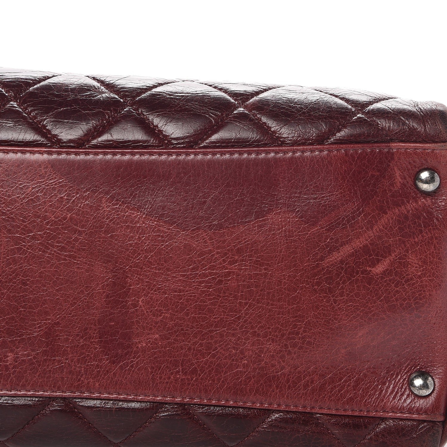 Chanel Glazed Calfskin Quilted Large Nameplate Shopping Tote Burgundy 9 of 11