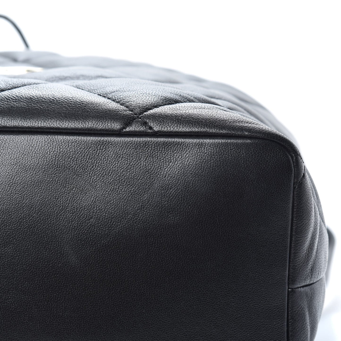 Lambskin Quilted Drawstring Backpack Black
