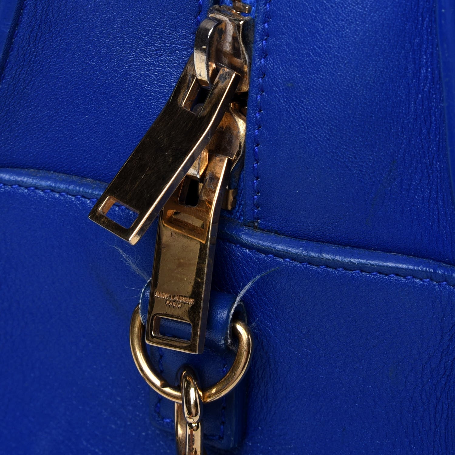 Saint Laurent Smooth Calfskin Small Monogram Cabas Blue Majorelle 13 of 30