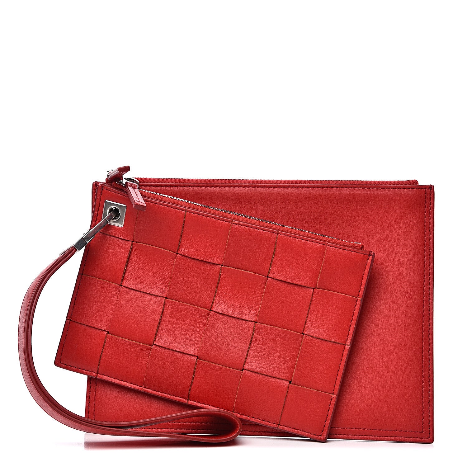 Bottega Veneta Nappa Maxi Intreccio Small Pouch Bright Red 1 of 6