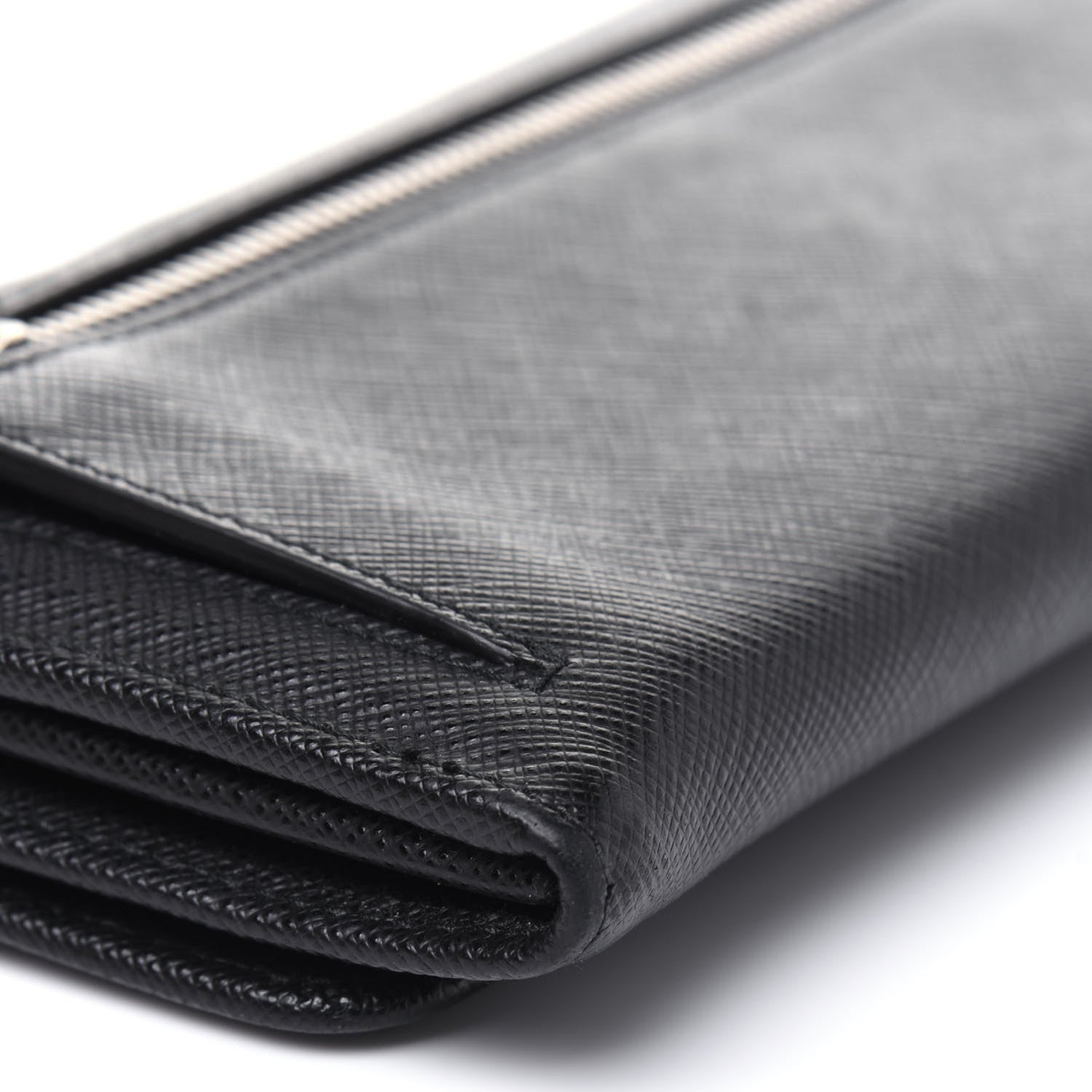 Prada Saffiano Metal Continental Flap Wallet Black 14 of 22