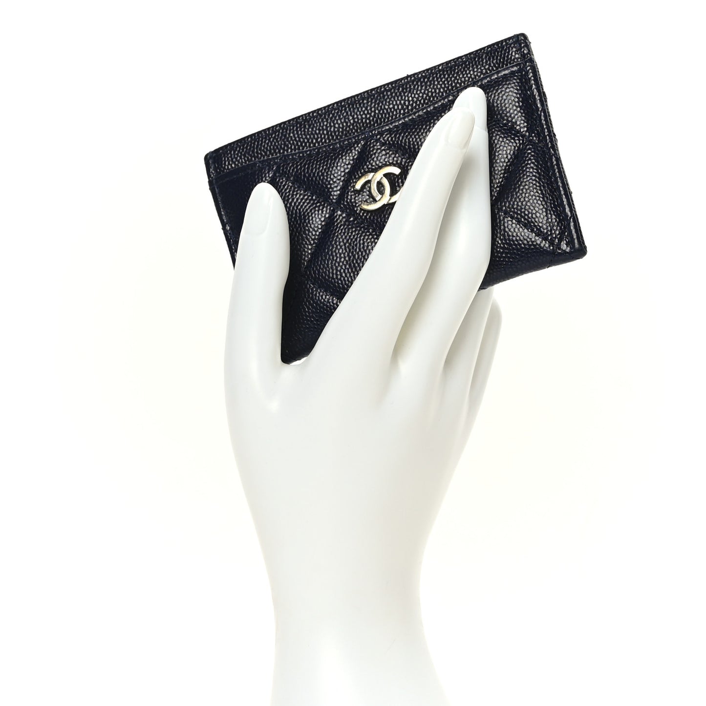 Caviar Quilted Card Holder Navy