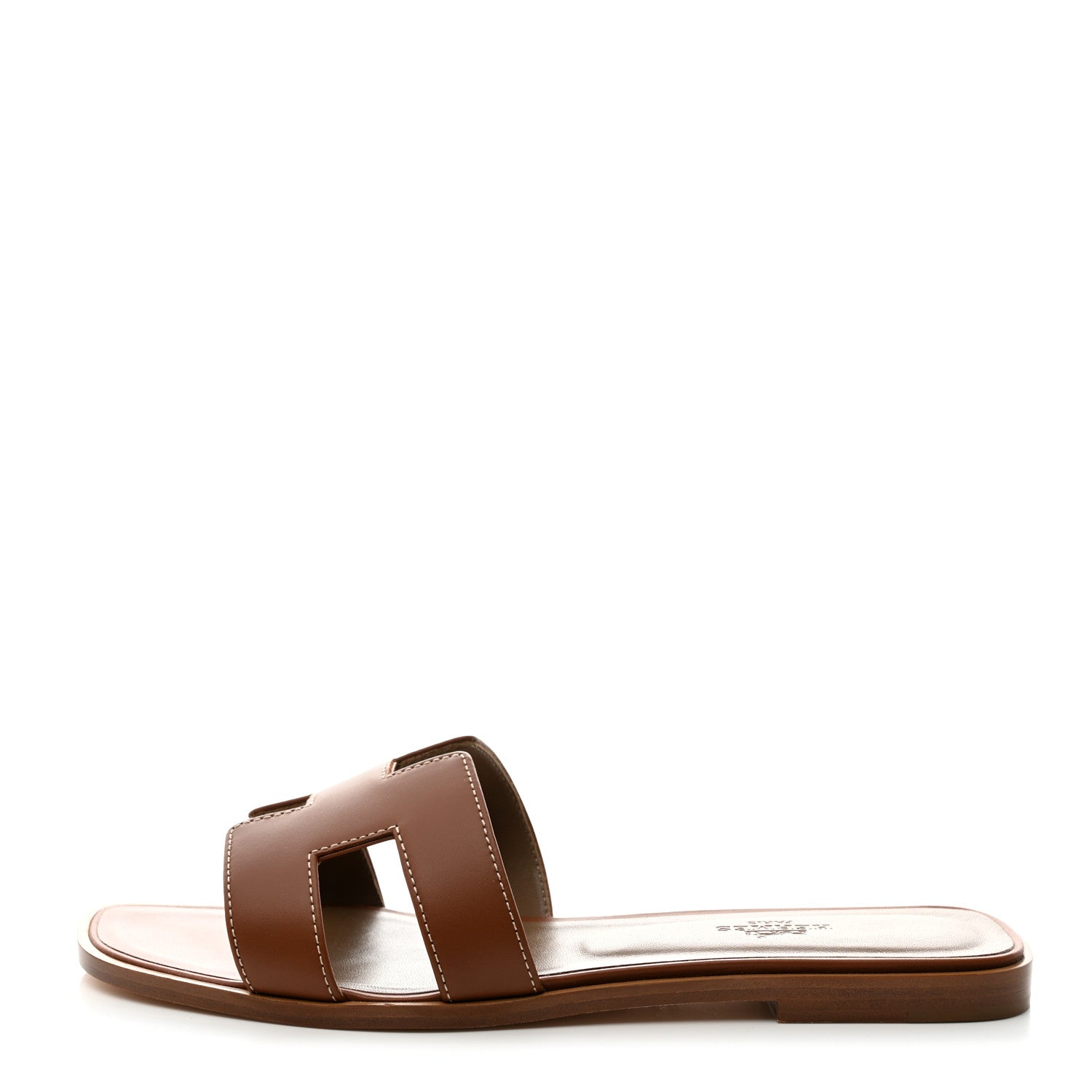 Hermes Box Calfskin Oran Sandals 38.5 Gold 1 of 9