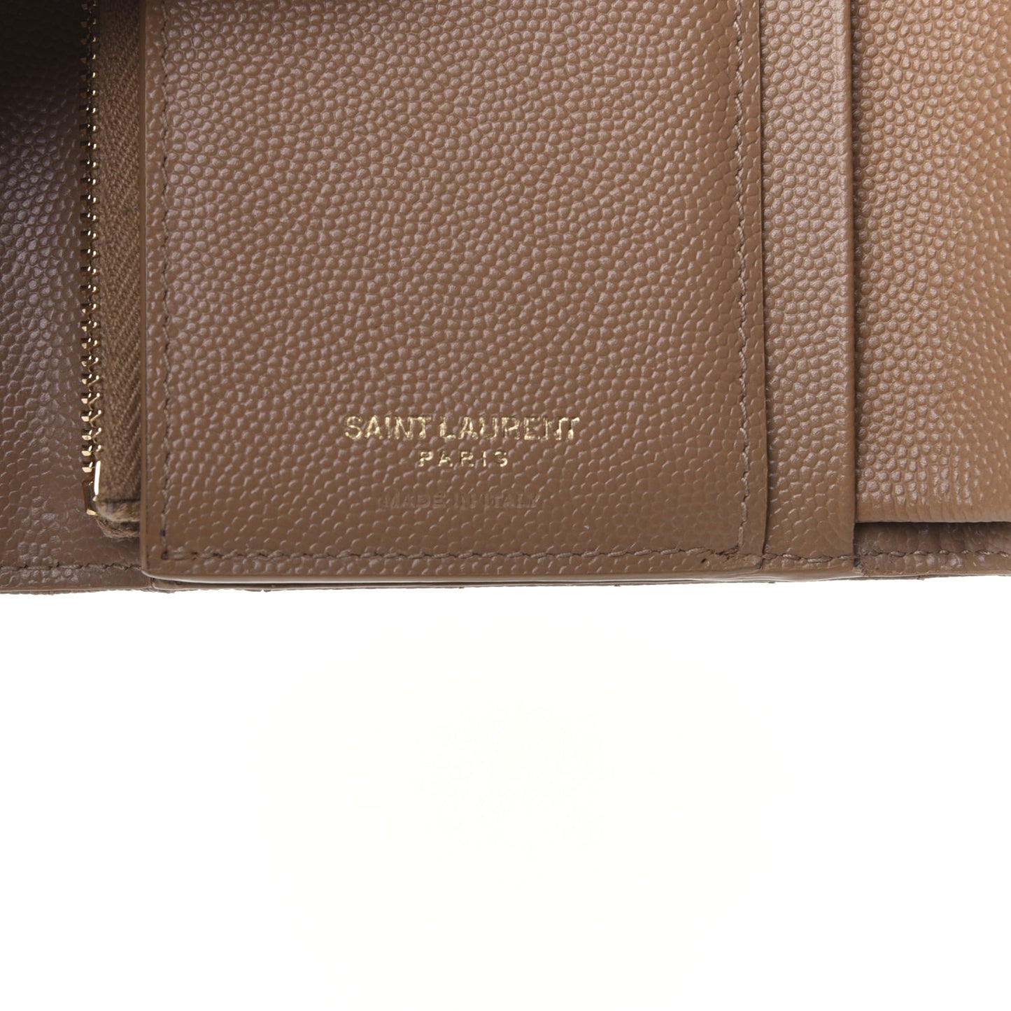 Grain De Poudre Matelasse Chevron Monogram Compact Tri Fold Wallet Light Taupe